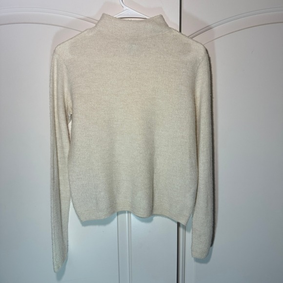 Vince Mock Neck Boiled Sweater Cashmere Womens Small Ecru Funnel Soft Luxury - Picture 2 of 6